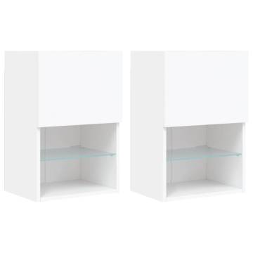 Stylish TV Cabinets with LED Lights - 2 pcs White | HipoMarket