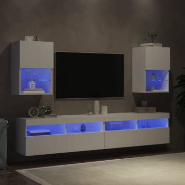 Stylish TV Cabinets with LED Lights - 2 pcs White | HipoMarket