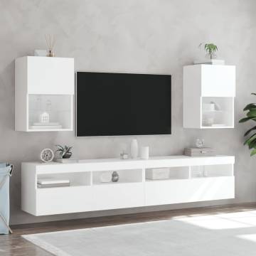 Stylish TV Cabinets with LED Lights - 2 pcs White | HipoMarket