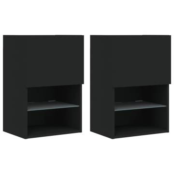 Black LED TV Cabinets - 2 pcs Stylish Design | Hipo Market