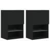 Black LED TV Cabinets - 2 pcs Stylish Design | Hipo Market