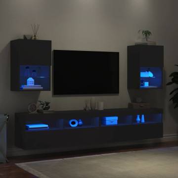 Black LED TV Cabinets - 2 pcs Stylish Design | Hipo Market