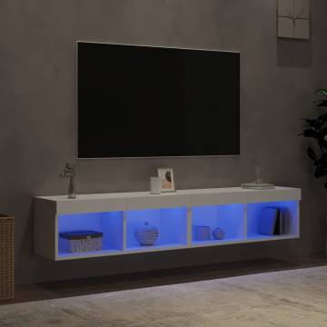 Stylish White TV Cabinets with LED Lights - 2 pcs | HipoMarket