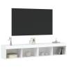 Stylish White TV Cabinets with LED Lights - 2 pcs | HipoMarket