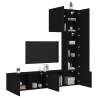 5 Piece TV Wall Units Black Engineered Wood Colour black Quantity in Package 1 