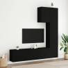 5 Piece Black Engineered Wood TV Wall Units - Space Saver