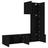 5 Piece Black Engineered Wood TV Wall Units - Space Saver