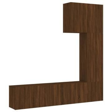 5 Piece TV Wall Units - Brown Oak Engineered Wood | Hipo Market