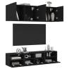 5 Piece Black Engineered Wood TV Wall Units | Hipo Market