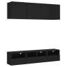 5 Piece Black Engineered Wood TV Wall Units | Hipo Market