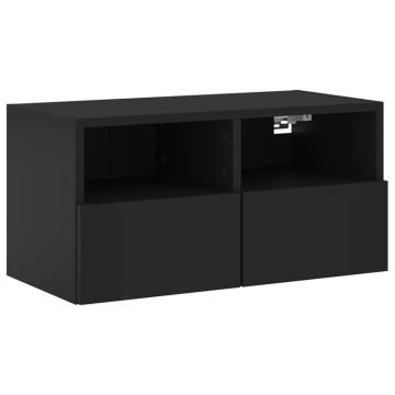 5 Piece Black Engineered Wood TV Wall Units | Hipo Market