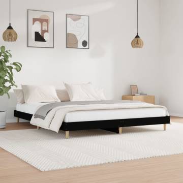 Stylish Black Bed Frame 120x200 cm | Engineered Wood