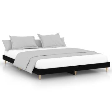 Stylish Black Bed Frame 120x200 cm | Engineered Wood