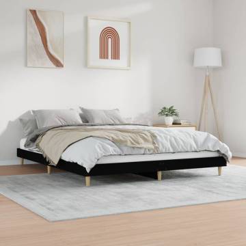 Stylish Black Bed Frame 120x200 cm | Engineered Wood