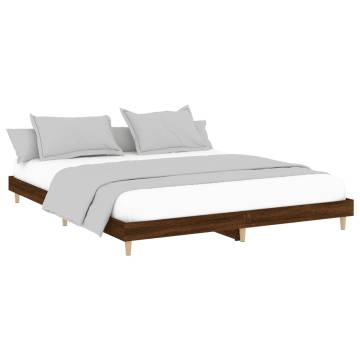 Brown Oak Bed Frame 200x200 cm - Engineered Wood