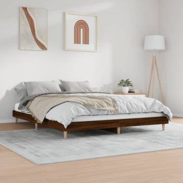 Brown Oak Bed Frame 200x200 cm - Engineered Wood