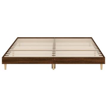 Brown Oak Bed Frame 200x200 cm - Engineered Wood