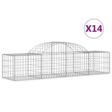 Arched Gabion Baskets - 14 pcs Galvanised Iron | HipoMarket