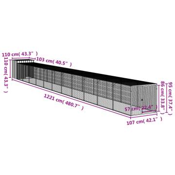 Chicken Cage with Run Anthracite - Galvanised Steel 110x122x110cm