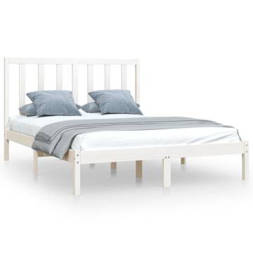 White Solid Wood Pine Bed Frame 120x190 cm - Small Double