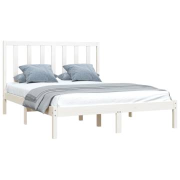 White Solid Wood Pine Bed Frame 120x190 cm - Small Double