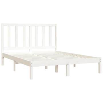 White Solid Wood Pine Bed Frame 120x190 cm - Small Double