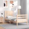 Bed Frame with Headboard Small Single Solid Wood Colour natural Size 75 x 190 cm 