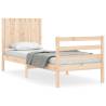 Small Single Bed Frame with Headboard - Solid Pine Wood