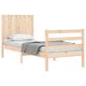 Small Single Bed Frame with Headboard - Solid Pine Wood