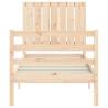 Small Single Bed Frame with Headboard - Solid Pine Wood