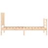 Small Single Bed Frame with Headboard - Solid Pine Wood