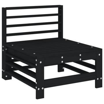 Garden Middle Sofas - 2 pcs Black Solid Wood Pine | HipoMarket