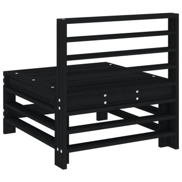 Garden Middle Sofas - 2 pcs Black Solid Wood Pine | HipoMarket