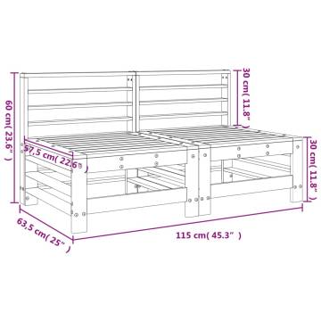 Garden Middle Sofas - 2 pcs Black Solid Wood Pine | HipoMarket