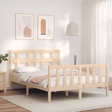 Solid Wood Bed Frame with Headboard - Double Size