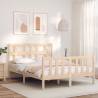 Bed Frame with Headboard Double Solid Wood Colour natural Size 135 x 190 cm 