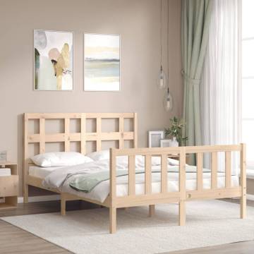 Solid Wood Bed Frame with Headboard - Double Size