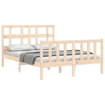 Solid Wood Bed Frame with Headboard - Double Size