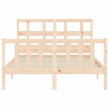 Solid Wood Bed Frame with Headboard - Double Size