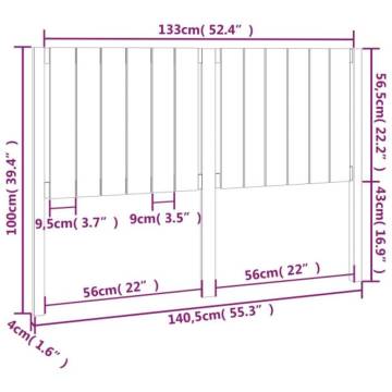 Stylish Solid Wood Pine Bed Headboard - 140.5x4x100 cm