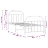 Metal Bed Frame with Headboard & Footboard - Black 80x200 cm