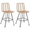 Stylish Bar Stools 2 pcs - Rattan & Steel - 45x56x103.5 cm