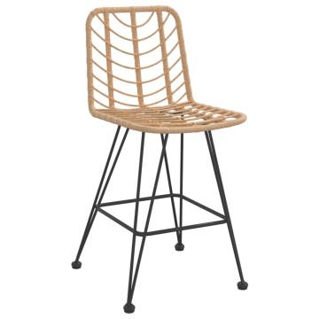 Stylish Bar Stools 2 pcs - Rattan & Steel - 45x56x103.5 cm