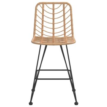 Stylish Bar Stools 2 pcs - Rattan & Steel - 45x56x103.5 cm