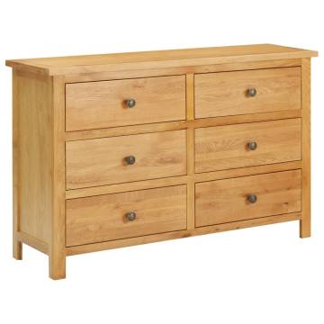 Solid Oak Wood Chest of Drawers - 105x33.5x73 cm