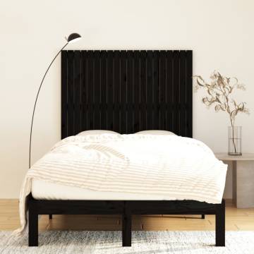 Elegant Black Solid Wood Wall Headboard - 127.5x3x110 cm