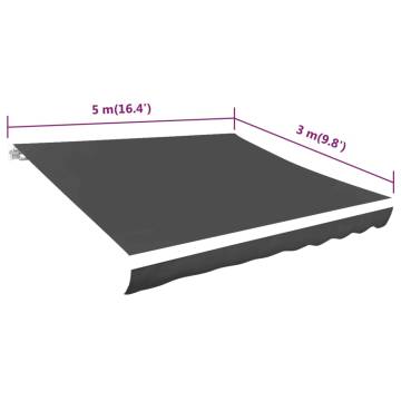 Awning Top Sunshade Canvas Anthracite 500x300 cm | HipoMarket