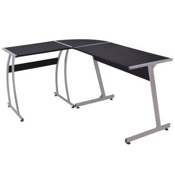 Elegant L-Shaped Black Corner Desk for Home Office | HipoMarket