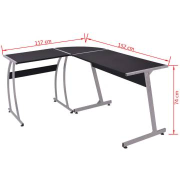 Elegant L-Shaped Black Corner Desk for Home Office | HipoMarket