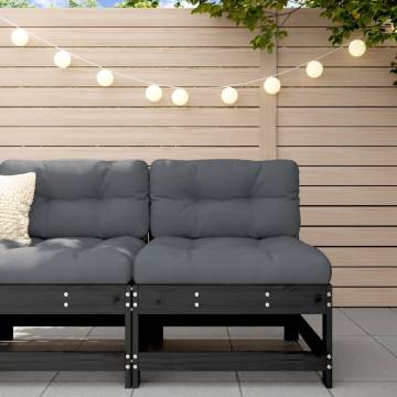 Garden Middle Sofa - Black Solid Wood Pine | HipoMarket